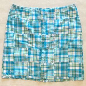 LILLY PULITZER Blue Plaid Summer Skirt Size 6